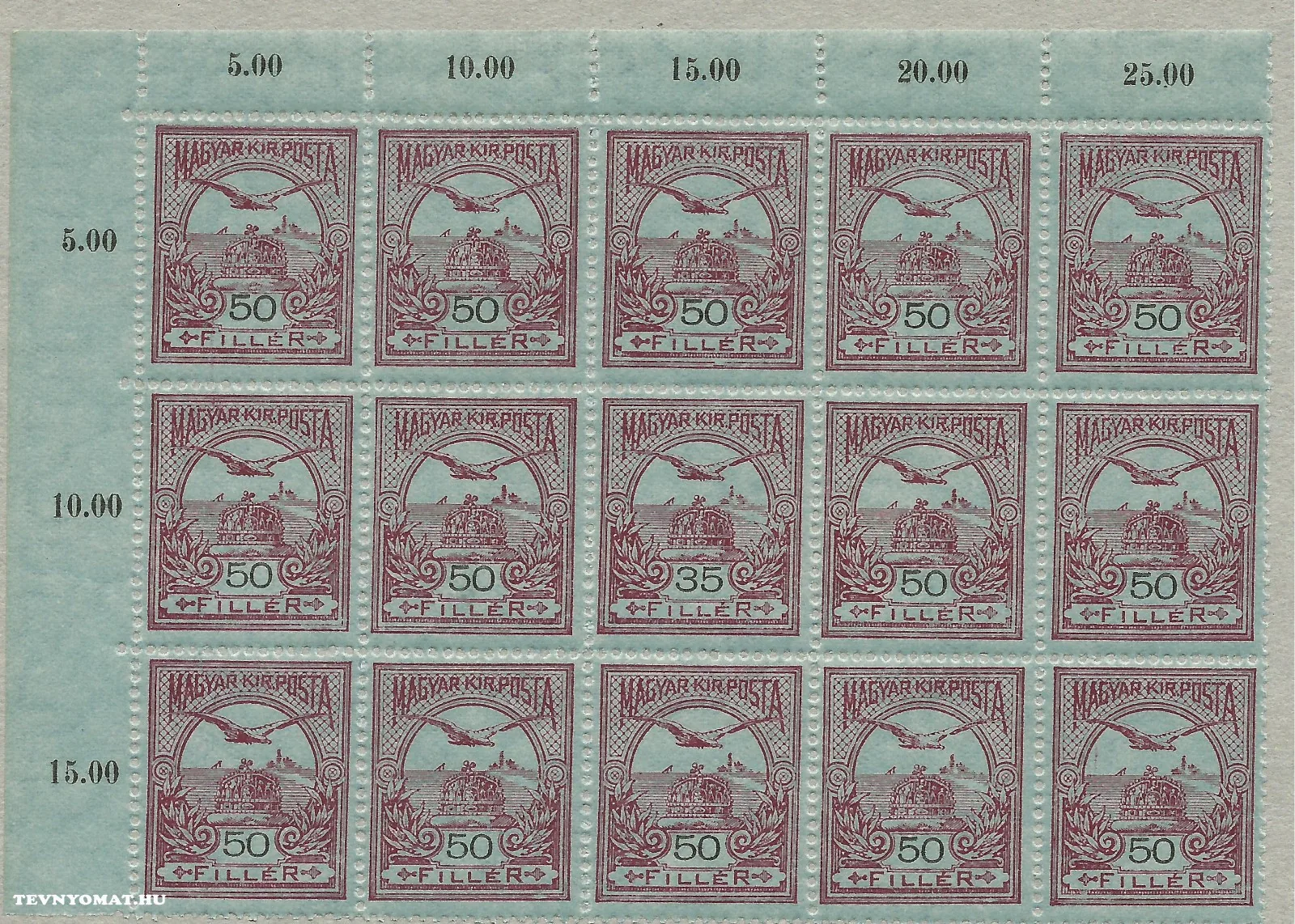 1913 Turul – 50/35 denomination error